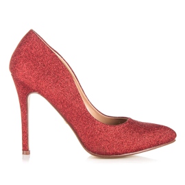 Ideal Shoes Bombas de purpurina en un alfiler rojo