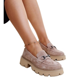 Mocasines de piel beige de Vinceza