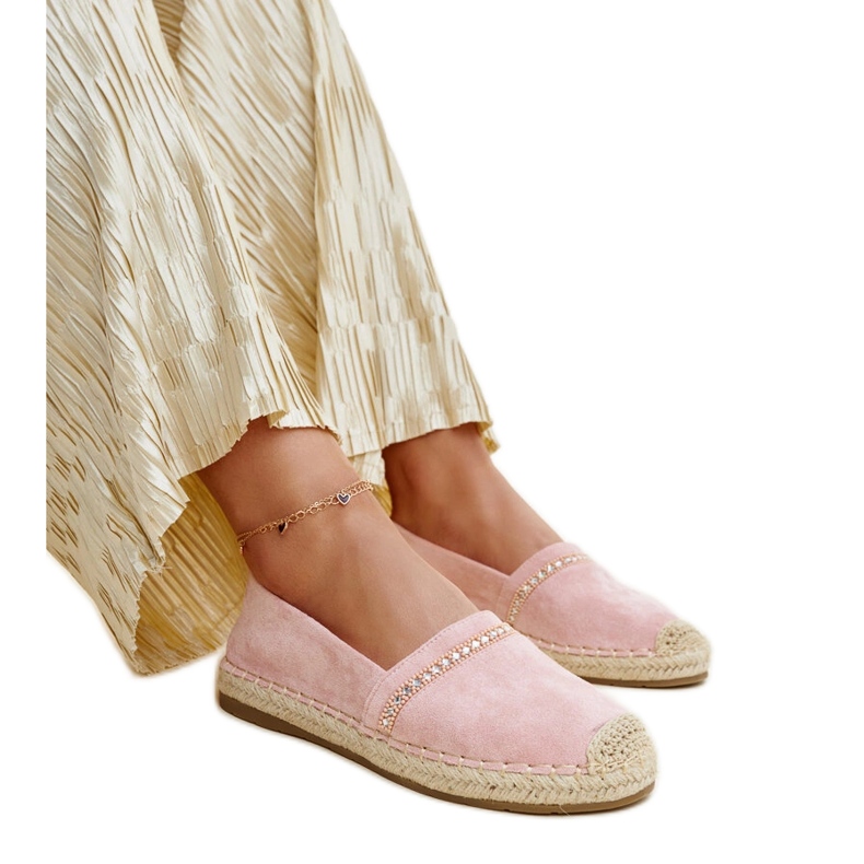 Alpargatas Abia rosa con pedrería rosado