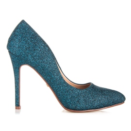 Ideal Shoes Bombas de purpurina en un alfiler azul