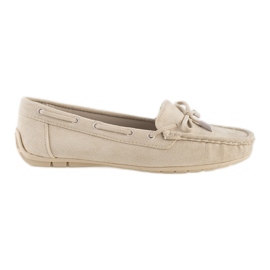 Mocasines cómodos de mujer en ante beige