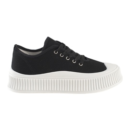 Zapatillas de mujer con plataforma y cordones, negro