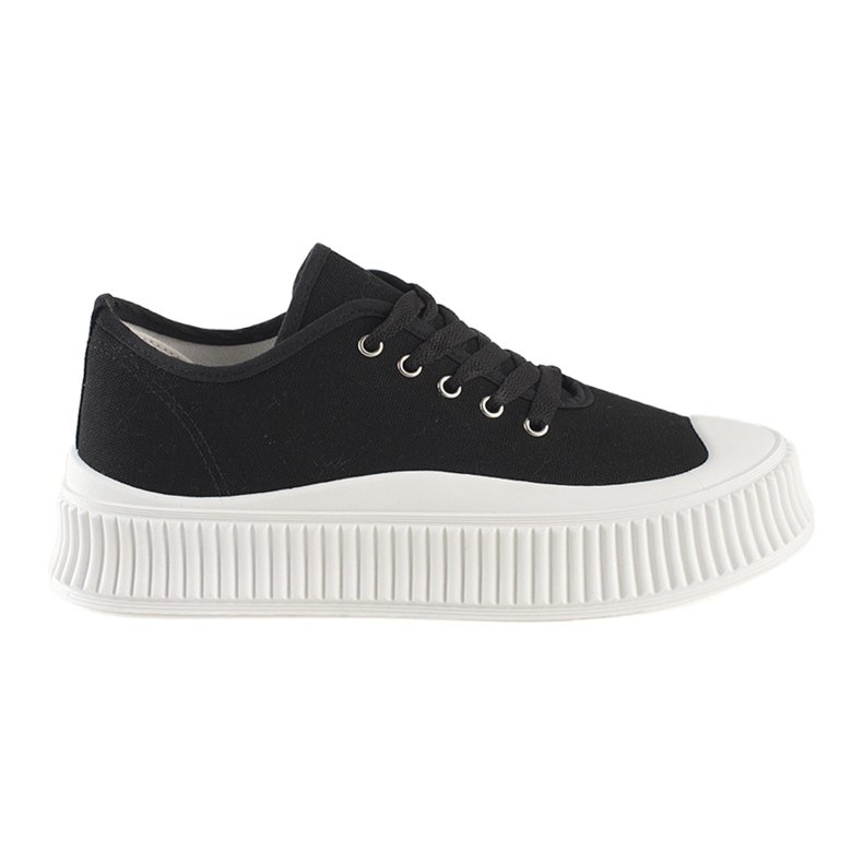 Zapatillas de mujer con plataforma y cordones, negro