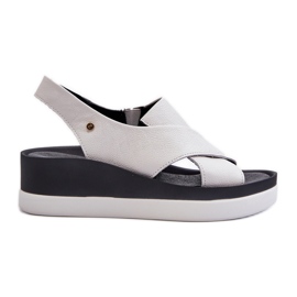 Zazoo 40256 Sandalias Cuña Piel, Blanco