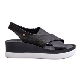 Zazoo 40256 Sandalias Cuña Piel, Negro