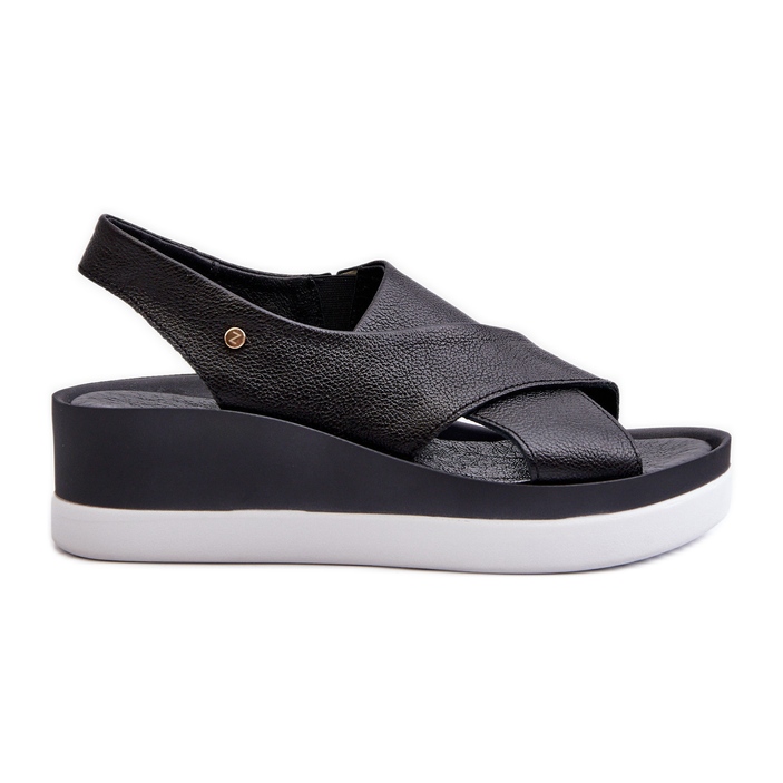Zazoo 40256 Sandalias Cuña Piel, Negro