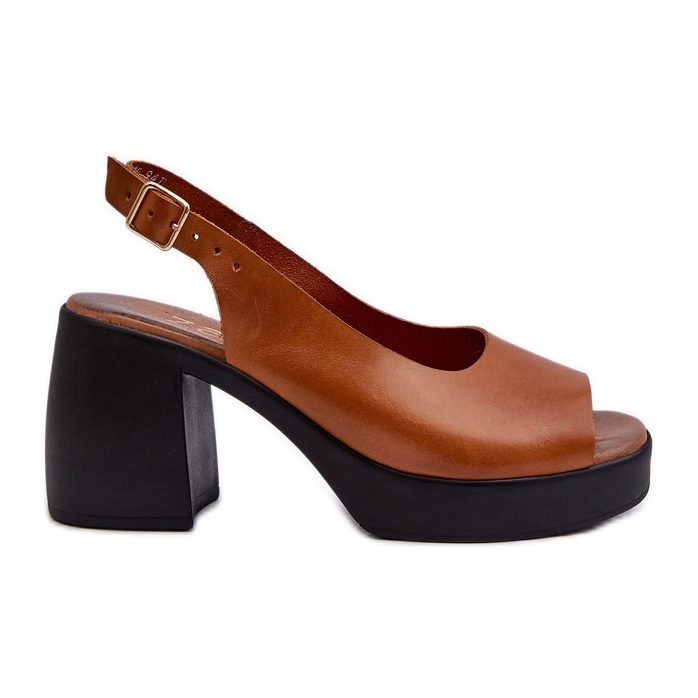 Zazoo 40376 Sandalias de cuero marrón con tacones altos enormes