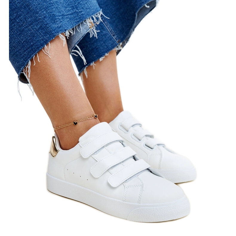 Deportivas velcro Samala blancas y doradas blanco