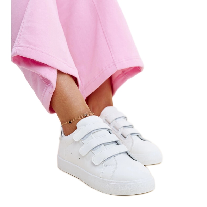 Zapatillas con velcro blancas y plateadas de Samala blanco