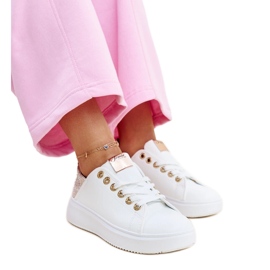 Deportivas Antonietta blancas y rosas con pedrería blanco