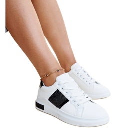 Zapatillas Giulia blancas y negras con strass. blanco