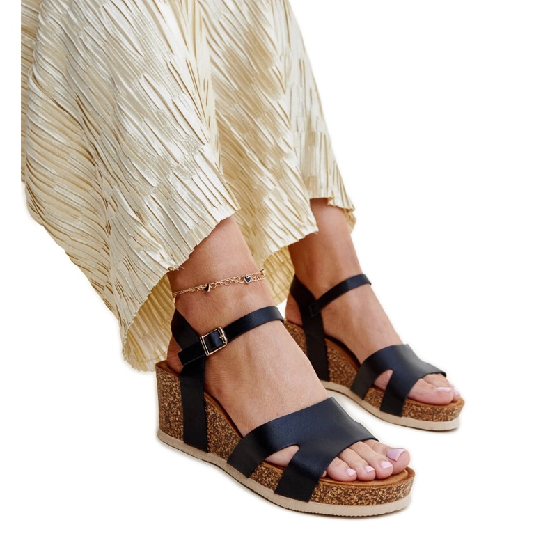 Sandalias cuña Gabera corcho negro