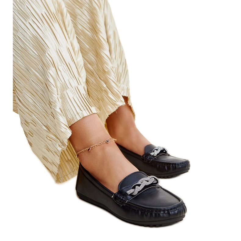 Mocasines negros decorados con pedrería Adiba Mocasines negros decorados con pedrería Adiba