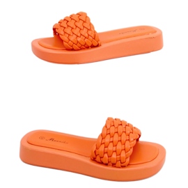 Babuchas de suela alta con rayas trenzadas Elida Naranja