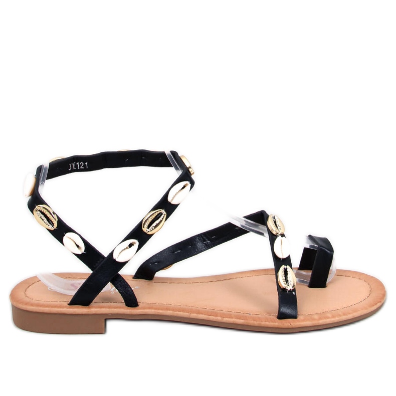 Chanclas Augello negras con conchas negro