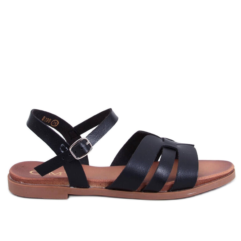 Manzo Sandalias planas de mujer Negro