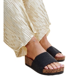 Chanclas negras con cuña de corcho Naifene negro Chanclas negras con cuña de corcho Naifene negro