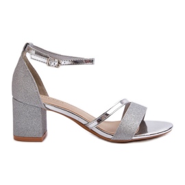 Vinceza Sandalias Mujer Glitter Tacón Bajo Plata Ploemis