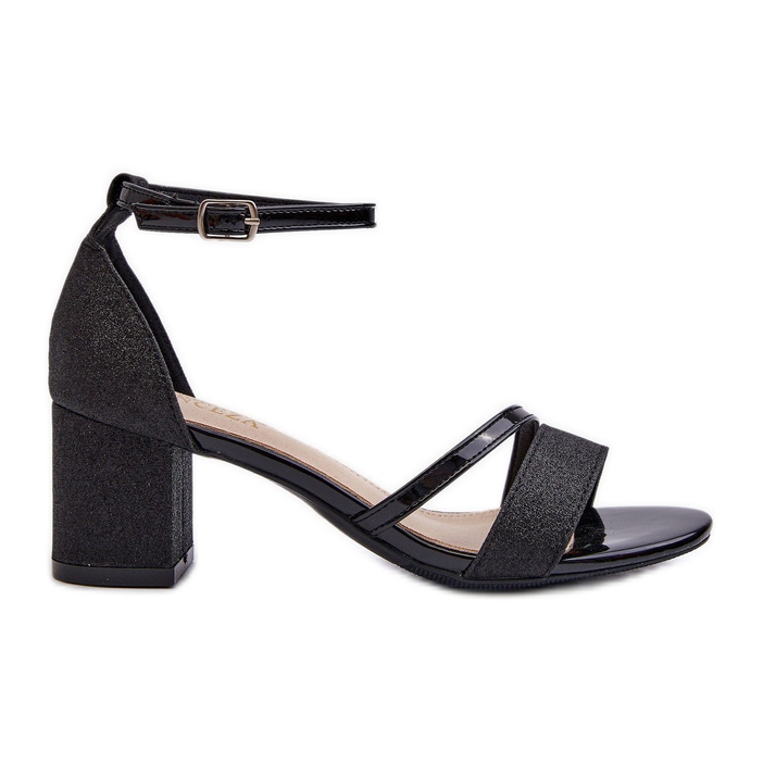 Vinceza Sandalias Tacón Bajo Mujer Glitter Negro Ploemis