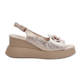Sandalias De Mujer Con Plataforma Y Cuña Con Adorno Dorado Janesca