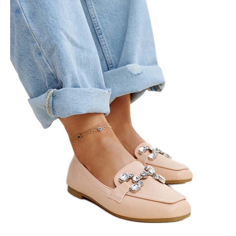 Mocasines beige con hebilla Mali de circonitas Mocasines beige con hebilla Mali de circonitas