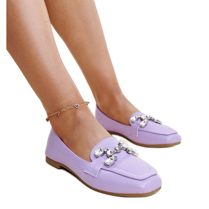 Mocasines morados con hebilla Mali de circonitas violeta Mocasines morados con hebilla Mali de circonitas violeta