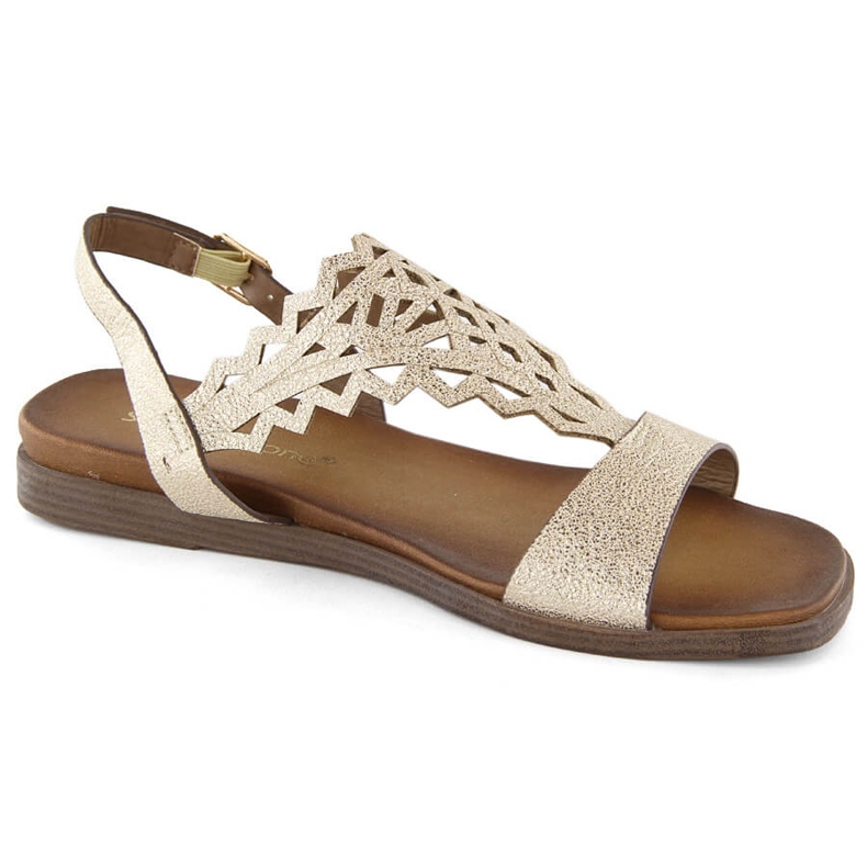 Sandalias planas de mujer caladas doradas Sergio Leone SK070H dorado