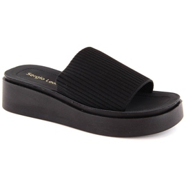 Chanclas de mujer textil negras de Sergio Leone SK083H negro