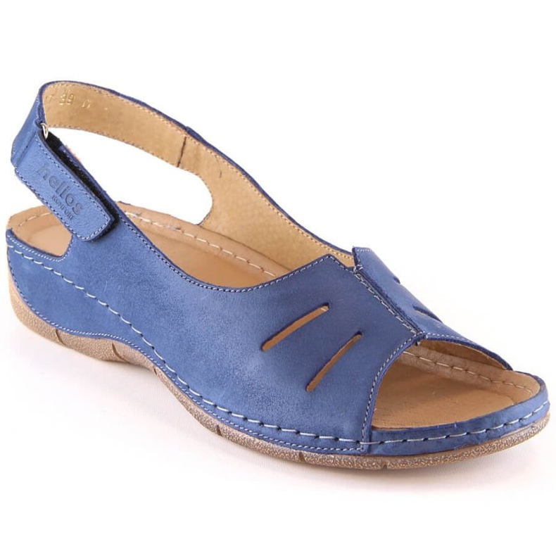 Sandalias cómodas de piel Helios W H117A, azul marino