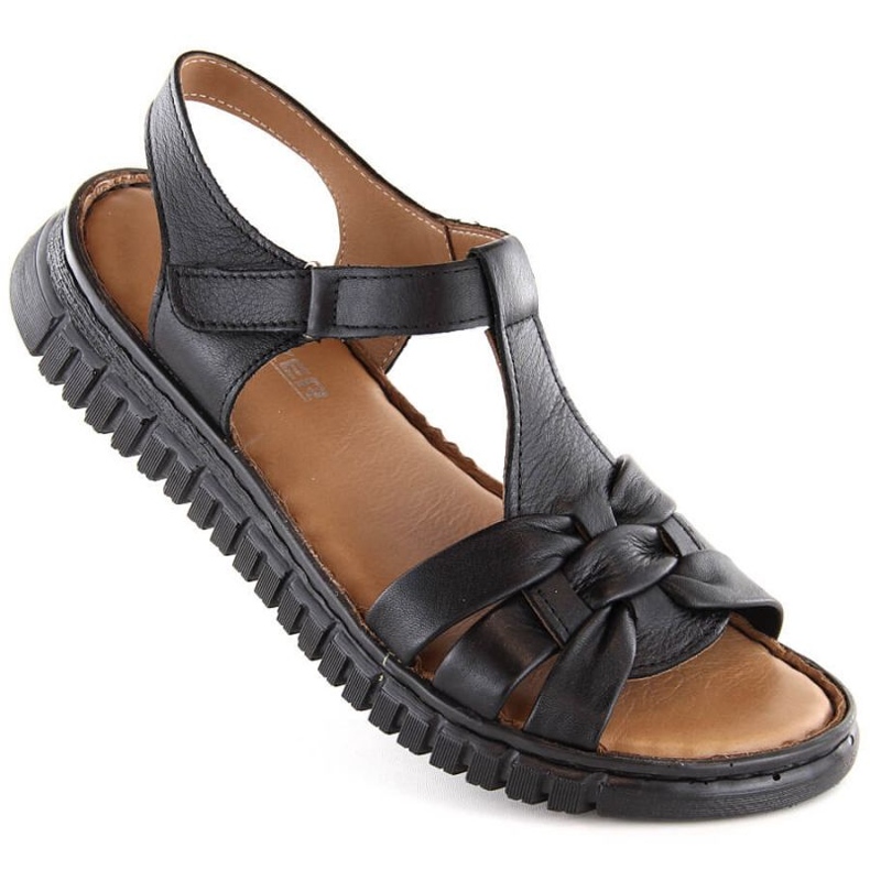 Sandalias Artiker W HBH78 de piel con velcro, negro