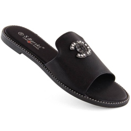 Cómodas chanclas con pedrería S.Barski W OLI258A, negro
