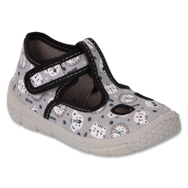 Pantuflas infantiles befado velcro 630P012 gatitos gris