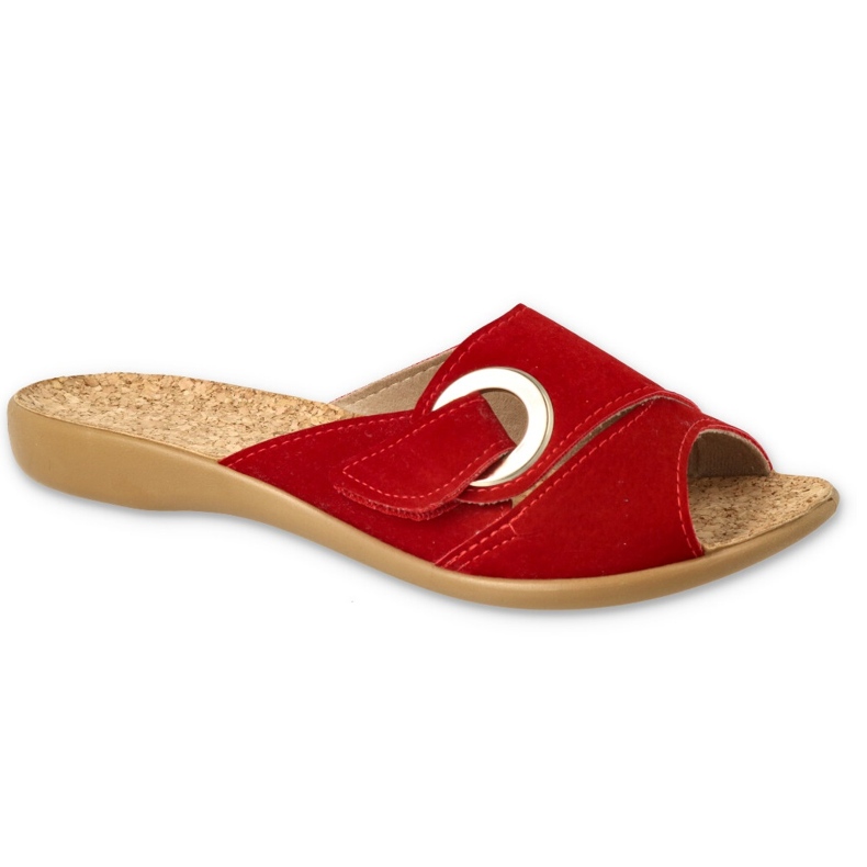 Pantuflas de mujer befado con inserción de corcho PU 265D027 rojo
