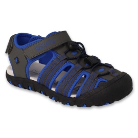 Sandalias infantil befado con aplicación de piel 170Y089 azul-gris