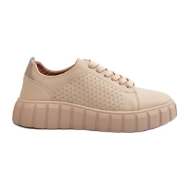Evento Zapatillas de mujer de piel con plataforma Eselmarie beige