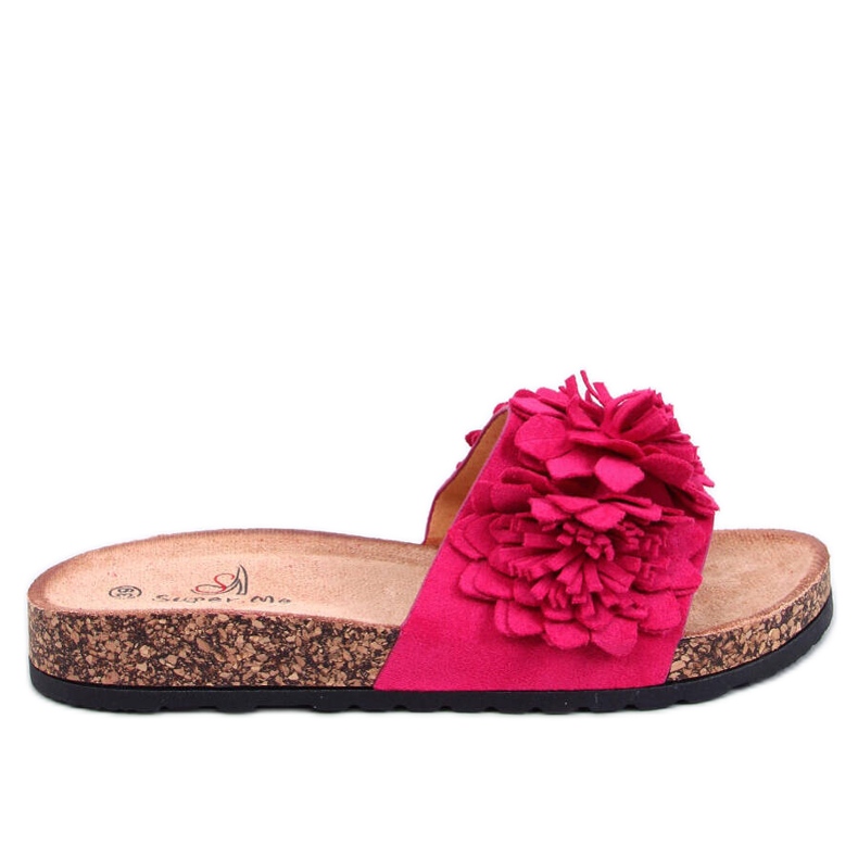 Chanclas de corcho con flores Sebill Fucsia rosado