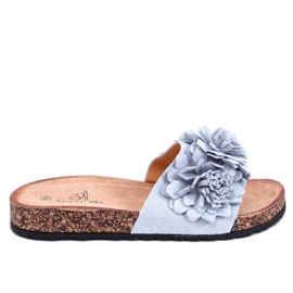 Babuchas de corcho con flores Sebill Gris