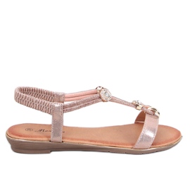 Sandalias Hesna champán con circonitas rosado
