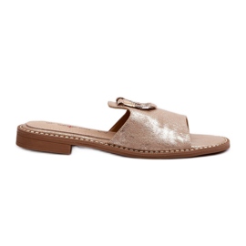 Chanclas Mujer Elegantes Brillantes Con Decoración S.Barski KV27-032 Dorado