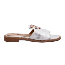 Chanclas Mujer Elegantes Brillantes Con Decoración S.Barski KV27-032 Plata