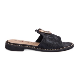 Chanclas Mujer Elegantes Brillantes Con Decoración S.Barski KV27-032 Negro