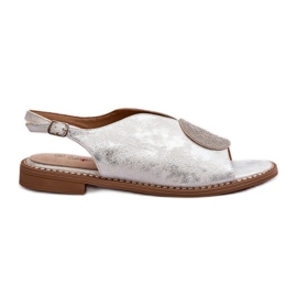 Sandalias De Mujer Con Decoración En Tacón Plano S.Barski KV24-057 Plata