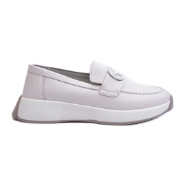 Mocasines Mujer Piel con Plataforma Gris Claro S.Barski LR490