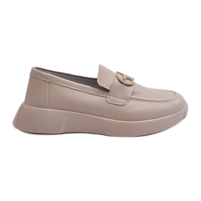 Mocasines Mujer Piel con Plataforma Beige S.Barski LR490