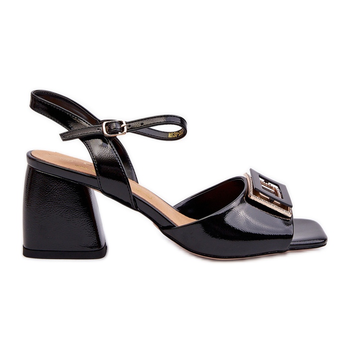 S.Barski Sandalias Elegantes Charol Con Adorno Negro D&amp;A MR38-202