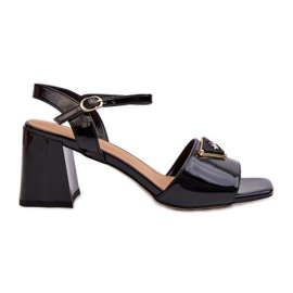 S.Barski Elegantes Sandalias de Charol con Tacón Alto Negro D&amp;A MR38-660