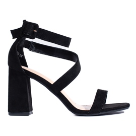 Sandalias tacón mujer ante negro