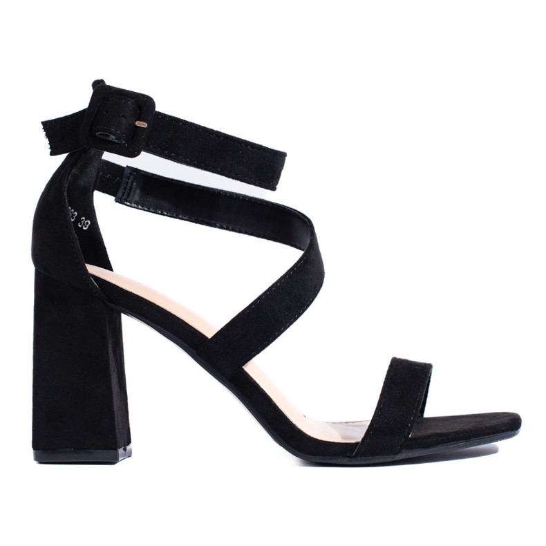 Sandalias tacón mujer ante negro