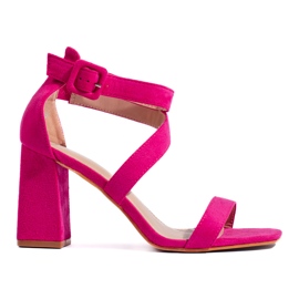 Sandalias tacón mujer ante rosa