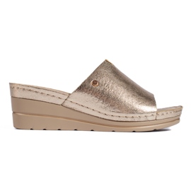 Babuchas mujer cuña doradas dorado